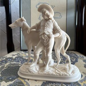 Elegant Cream Figurine of Boy and Dog